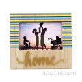 Portafoto in legno all&#39;ingrosso con cartello HOME in metallo